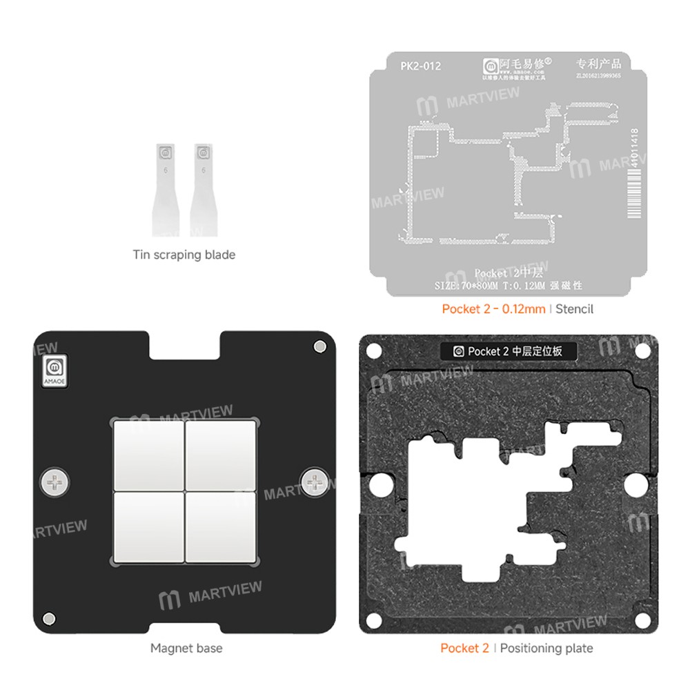 amaoe 012mm-motherboard-middle-layer-bga-reballing-stencil-platform-set-for-huawei-pocket-2-1