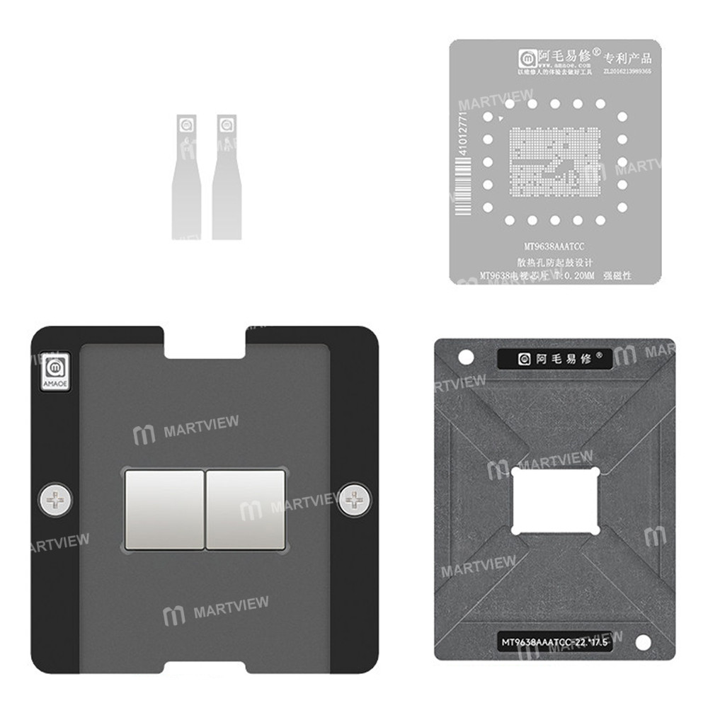 amaoe mt9638aaatcc-cpu-main-control-chips-bga-reballing-stencil-platform-set-for-xiaomi-skyworth-sma