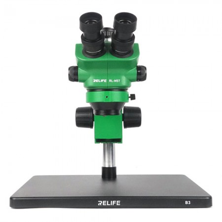 Relife RL-M5T-B3 0.7-5.0X Continuous Zoom Trinocular HD Stereo Microscope for Mobile Phone Repair