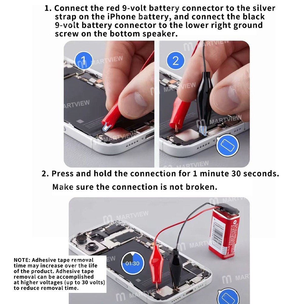 wylie battery-crocodile-clip-for-iphone-16-16-plus-battery-adhesive-strap-removal-5