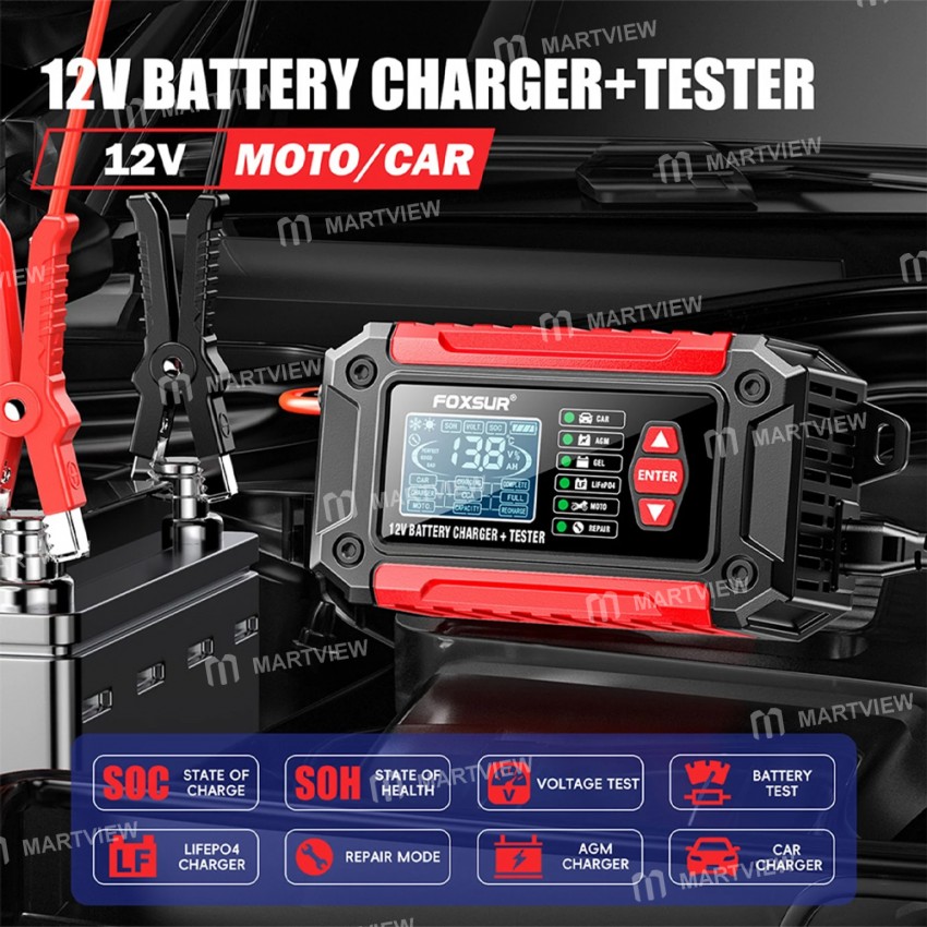 foxsur 12v-6a-2-in-1-intelligent-lead-acid-battery-charger-tester-for-motorcycle-car-5