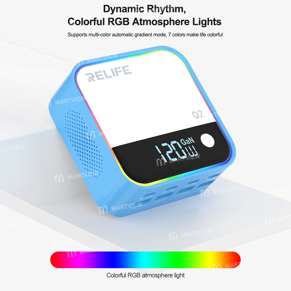 relife q2-120w-8-ports-desktop-charger-with-pd100w-charging-rgb-atmosphere-lighting-10