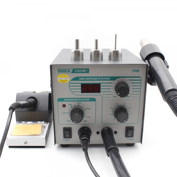 Quick 706W+ Digital Display 2 In 1 Hot Air SMD Rework Station Soldering Station Iron Heat Gun Kit for Phone Welding Repair - Malaysia