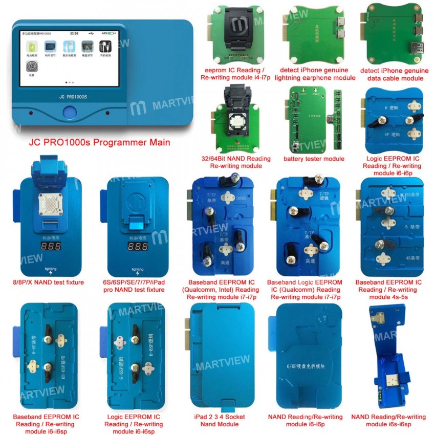 JC PRO1000S Multi-Functional iPhone Chip Programmer for Battery Tester / Data Cable Detection / Earp