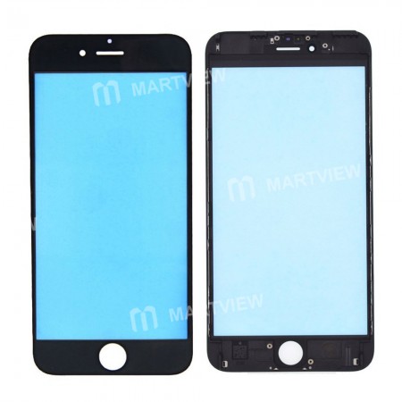 Replacement touch screen digitizer outer glass lens with bezel frame pre assembled for iPhone 6s plus black