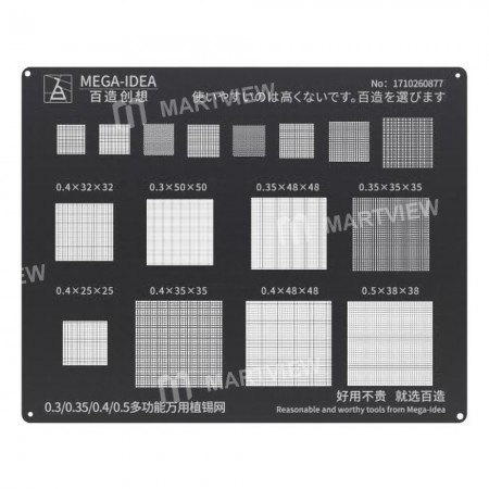 Mega-idea Multiple Holes 0.3 0.35 0.4 0.5 BGA Reballing Stencil Tin Net