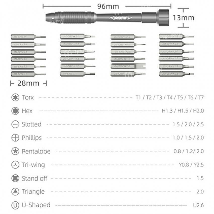 JAKEMY JM-8178 26 in 1 Precision Magnetic Screwdriver Set with CRV Bits