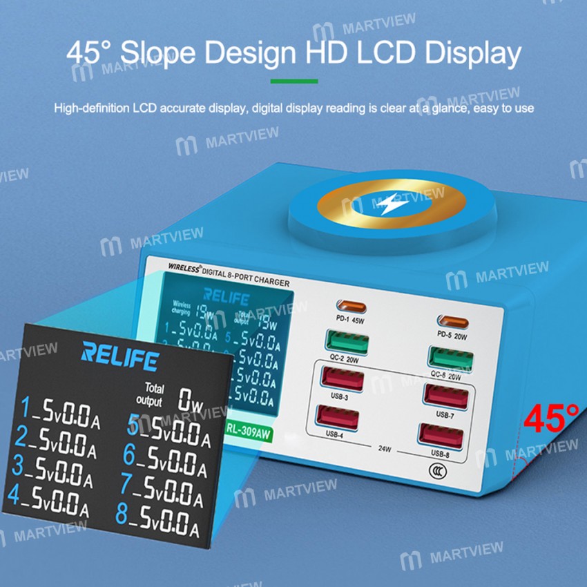 relife rl-309aw-8-ports-smart-digital-display-qc30-pd-fast-charger-station-10
