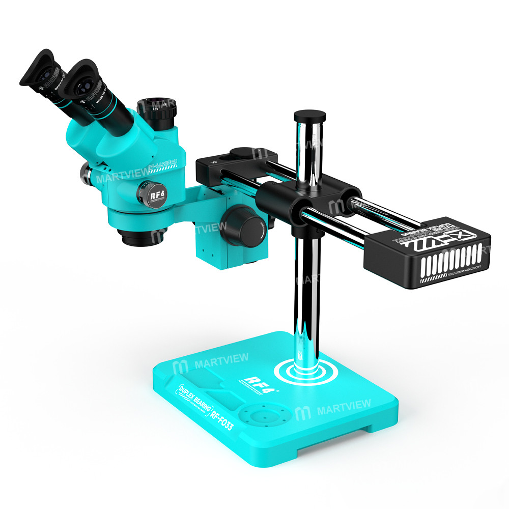 rf4 rf-6558pro-fo33-65-58x-trinocular-stereo-microscope-with-fo33-dual-axis-swing-arm-stand-repair-b