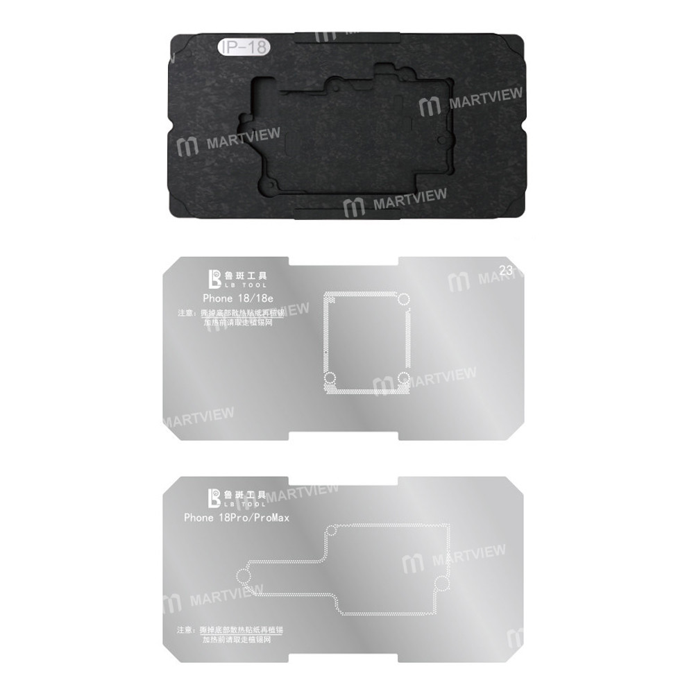 lb tool-f20-max-motherboard-middle-layer-bga-reballing-stencil-tin-plating-platform-for-iphone-18-se