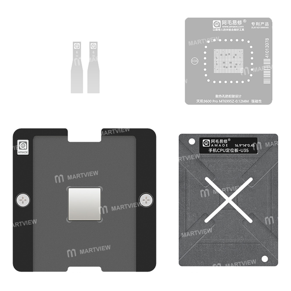 amaoe u35-mt6995z-012mm-cpu-bga-reballing-stencil-tin-plating-platform-set-for-mtk-mt6995z-dimensity