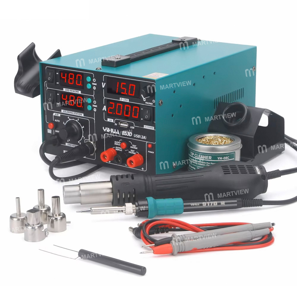 yihua 853d-usb-2a-3-in-1-led-digit-display-hot-air-gun-soldering-iron--15v-2a-dc-power-supply-2