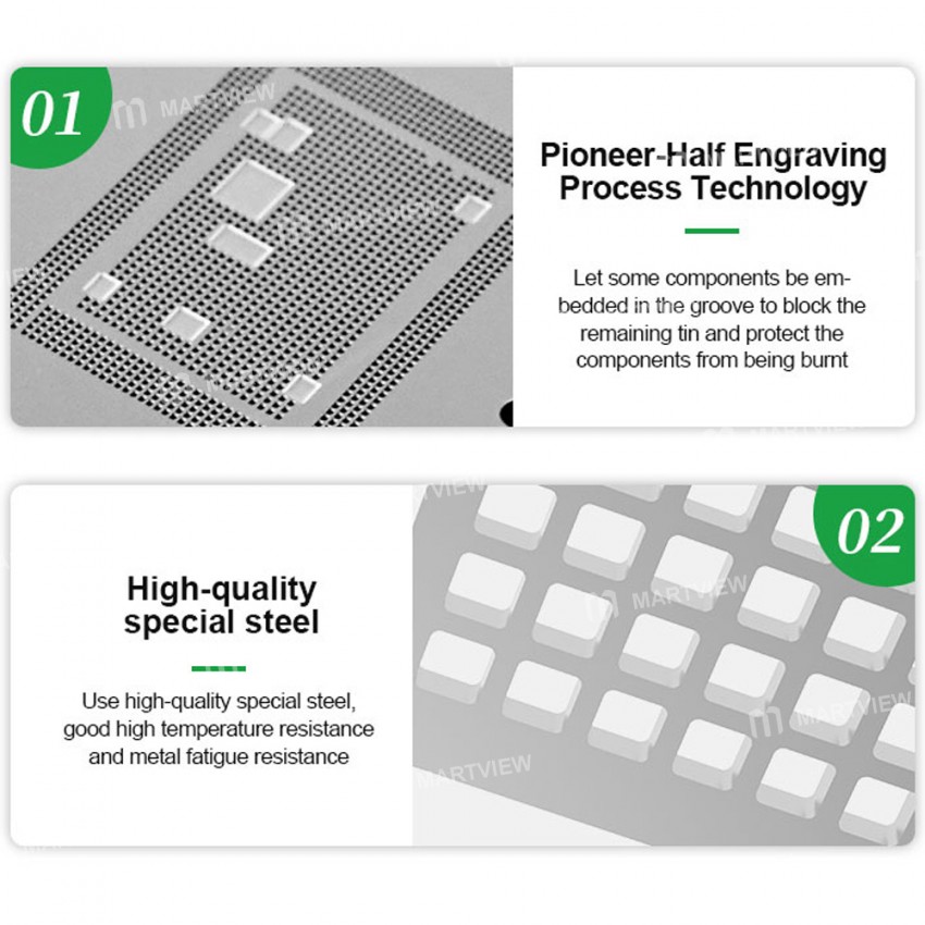 Relife RL-044 0.12mm Tin Planting Stencils for iPhone 7 to 13 CPU/Baseband/WiFi/NFC /BGA Repair