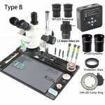 Continuous Zoom Trinocular Stereo Microscope Big Workbench with 34MP 2K HDMI USB Camera and 1 / 2 CT