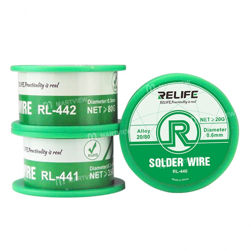 Relife RL-441 / 442 High Purity 0.3 / 0.4 / 0.5 / 0.6mm Medium Temperature Active No-clean Tin Wire