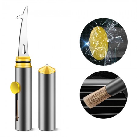 Car Multifunctional Retractable Cleaning Brush with Window Breaking Tool