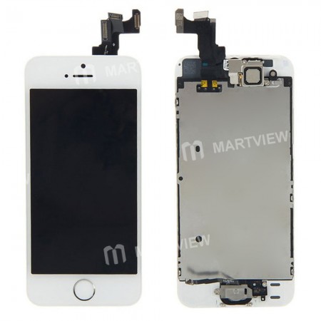 Replacement OEM iPhone 5s LCD with spareparts home button earphone camera etc white