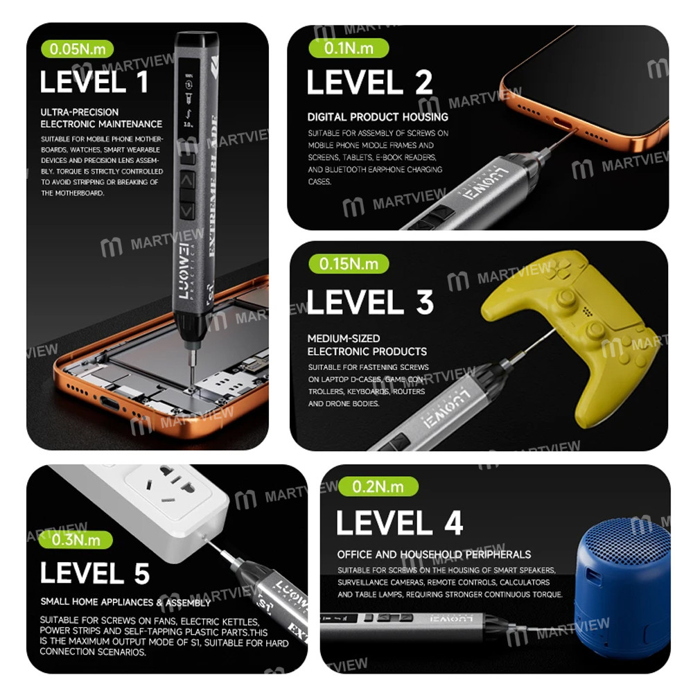 luowei lw-s1-s1pro-adjustable-torque-electric-screwdriver-with-24pcs-s2-bits-support-iphone-17-serie