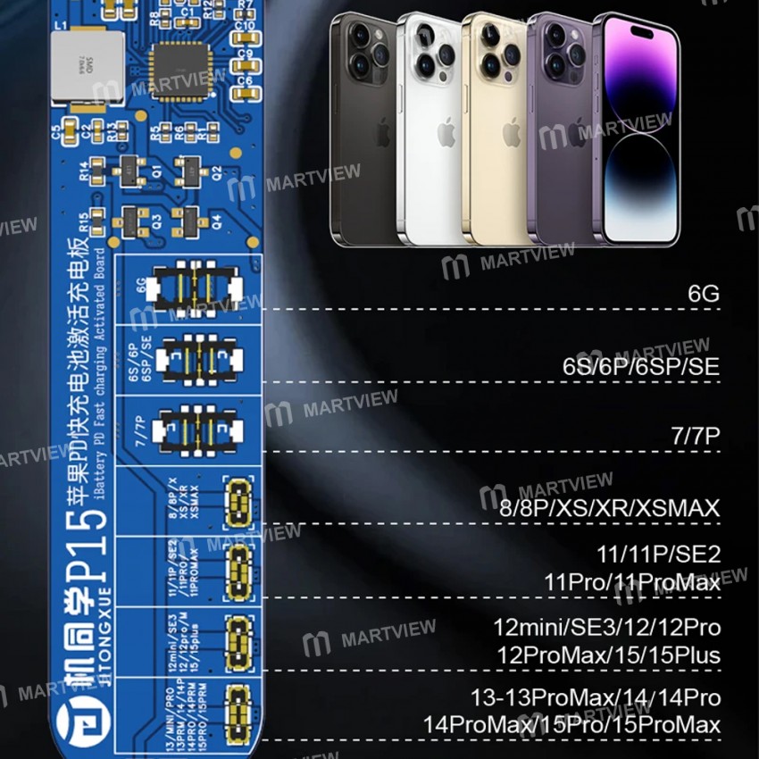 jtx p15-disassembly-free-battery-charging-activation-board-with-pd-charging-for-iphone-6-to-15pro-ma