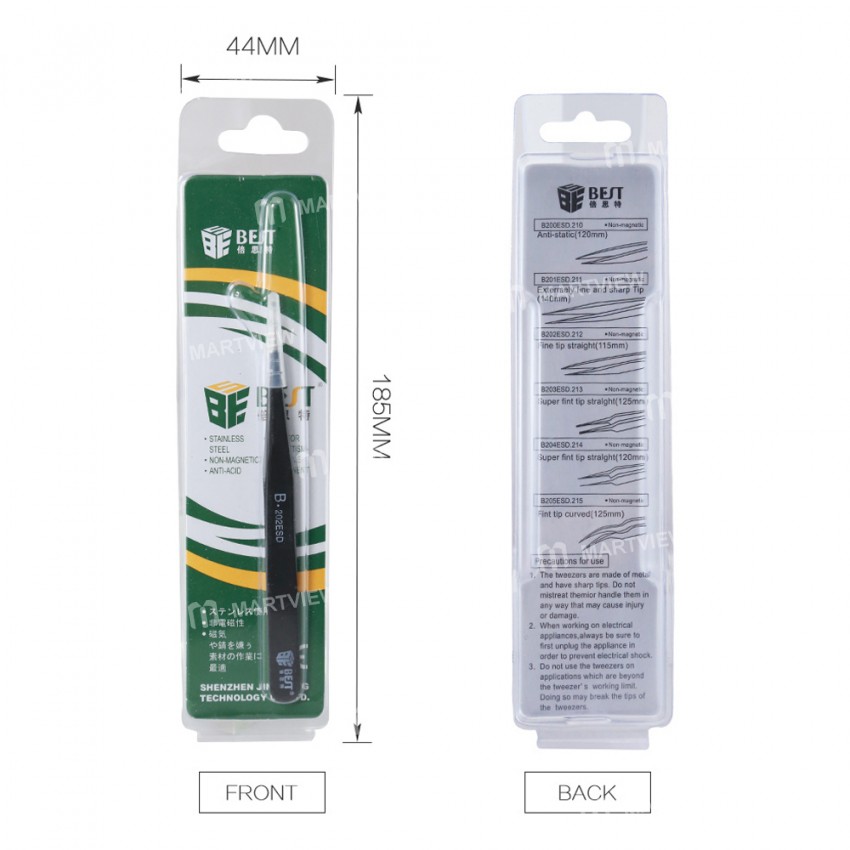 BST-202ESD Anti-static Precision Soldering Straight Tip Tweezers