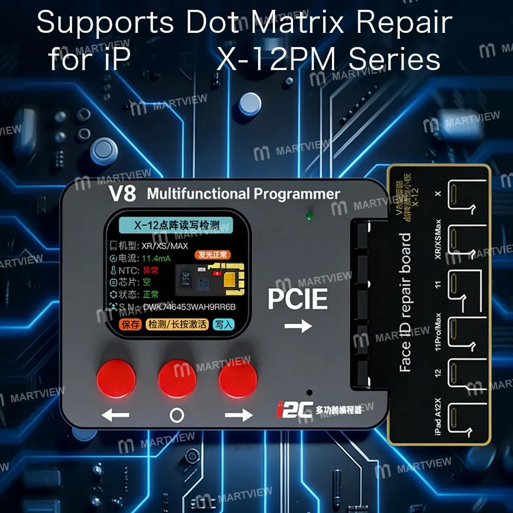 i2c v8-dot-matrix-smart-programmer-supports-face-dot-matrix-repair-for-iphone-x-to-17pm-12