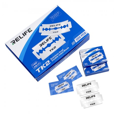 Relife TK2 Stainless Steel Double-Sided Blades for Screen Separation / Adhesive Removal / Cutting - 200Pcs