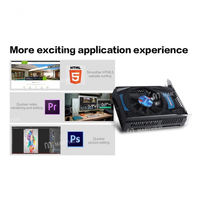 Yeston RX550 4G D5 4GB / GDDR5 / 128bit Memory Gaming Graphic Card with DP+HD+DVI-D Output Ports