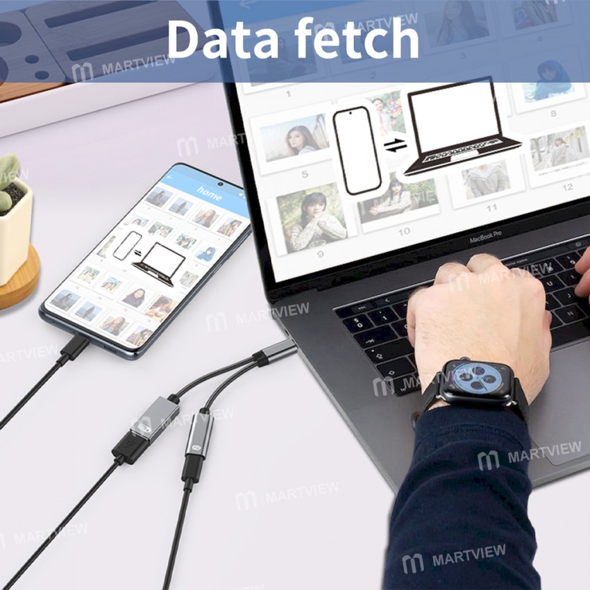 2-in-1 Multifunction Dual Port Type-C OTG Adapter Cable