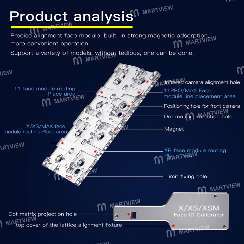 i2C 7in1 Lattice Alignment Calibratior Face ID Camera Flex Cable Repair Alignment Fixture Holder for