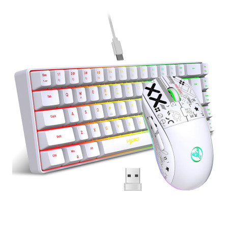 HXSJ K68 RGB Streamer Mini Gaming Keyboard and 2.4G Wireless Mechanical RGB Gaming Mouse Combo 3600DPI 11 RGB Lighting Modes