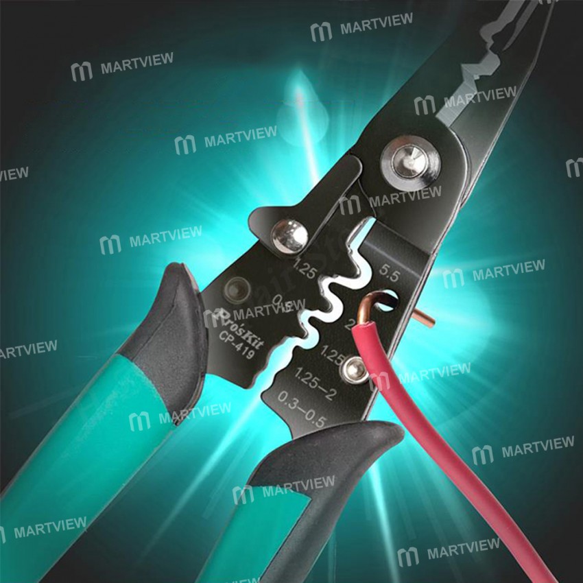 Pro'sKit CP-419 3-in-1 Precision Scissor Stripping Crimping Pliers for AWG 10-30 Cable