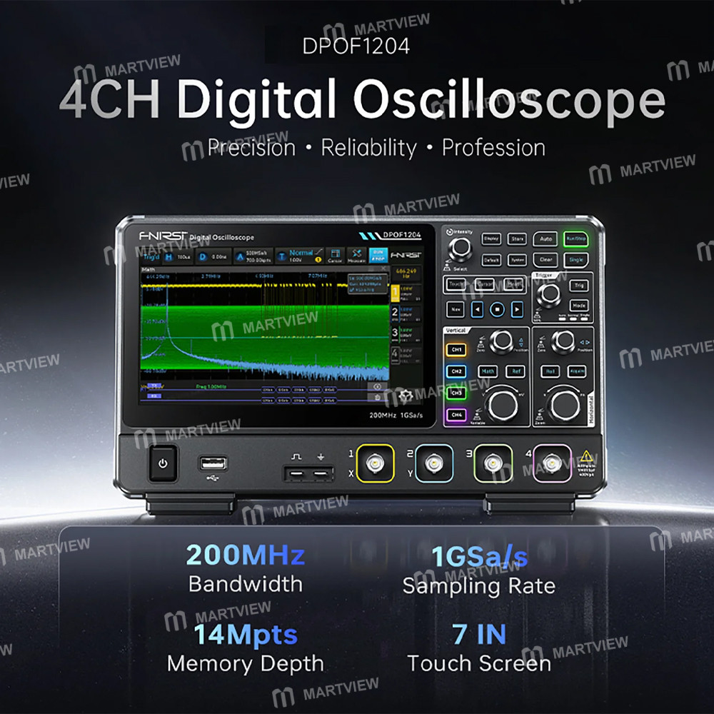 fnirsi dpof1204-200mhz-1gsa-s-4-channel-high-refresh-rate-desktop-digital-fluorescence-oscilloscope-