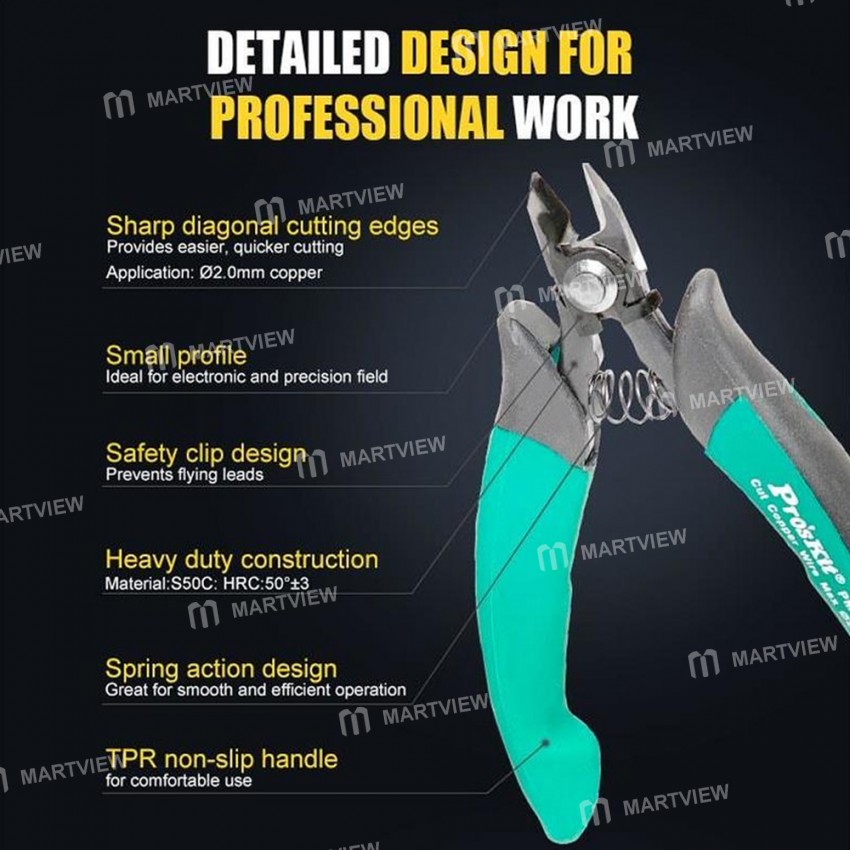 Pro'sKit PM-5101-C TPR Non-slip Handle Cast Steel Diagonal Plier