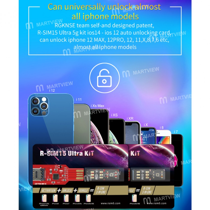 Replacement r sim 15 ultra 5g kit auto unlocking card for iPhone 12 ios 14