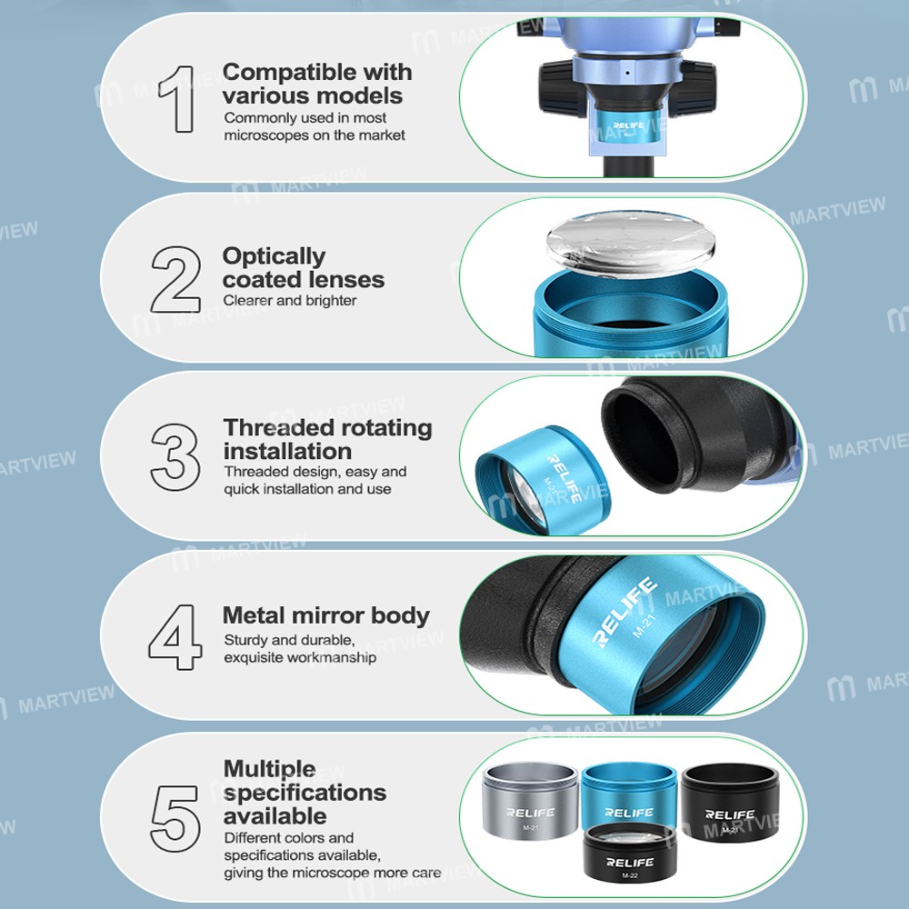 relife m-21-m-22-stereo-microscope-auxiliary-objective-lenses-for-increasing-working-distance-7