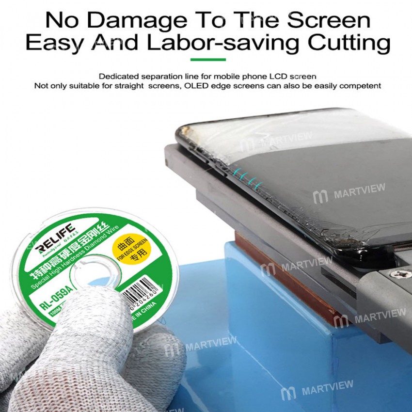 Relife RL-059A / 059B / 059C 100M Special High Hardness Diamond Wire for Touch LCD Screen Separating