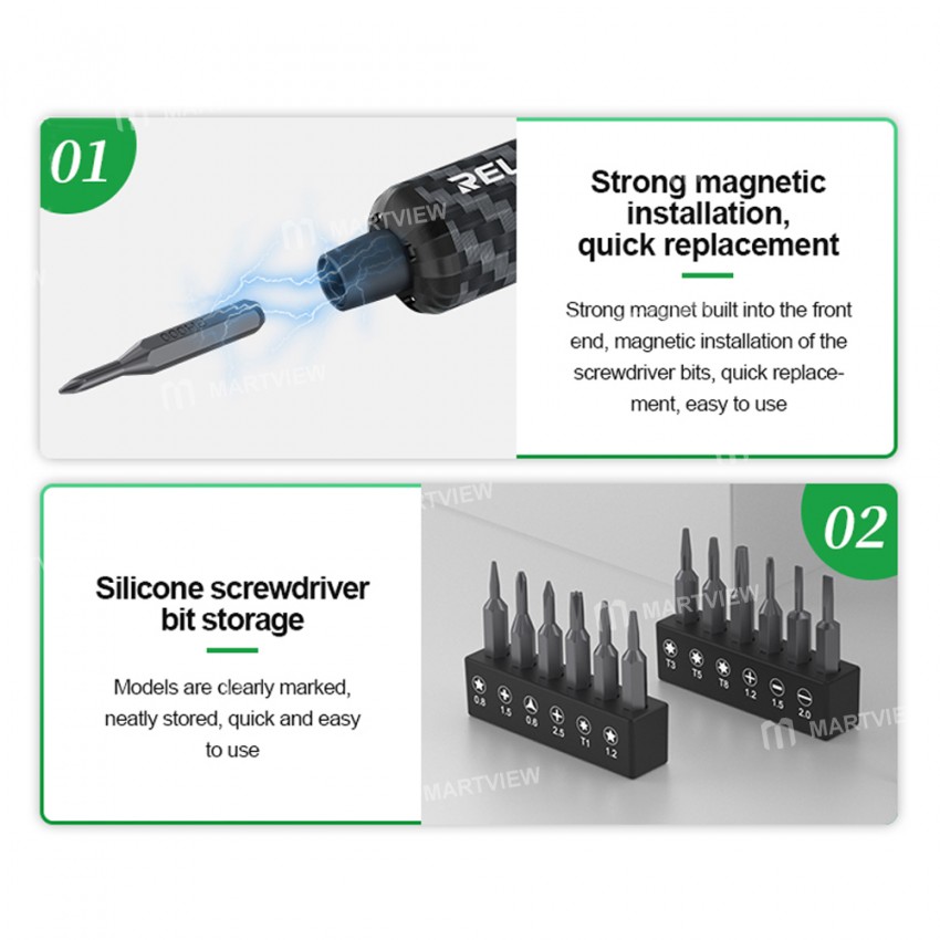 relife e1-powerful-carbon-fiber-electric-screwdriver-set-with-12pcs-s2-steel-bits-15