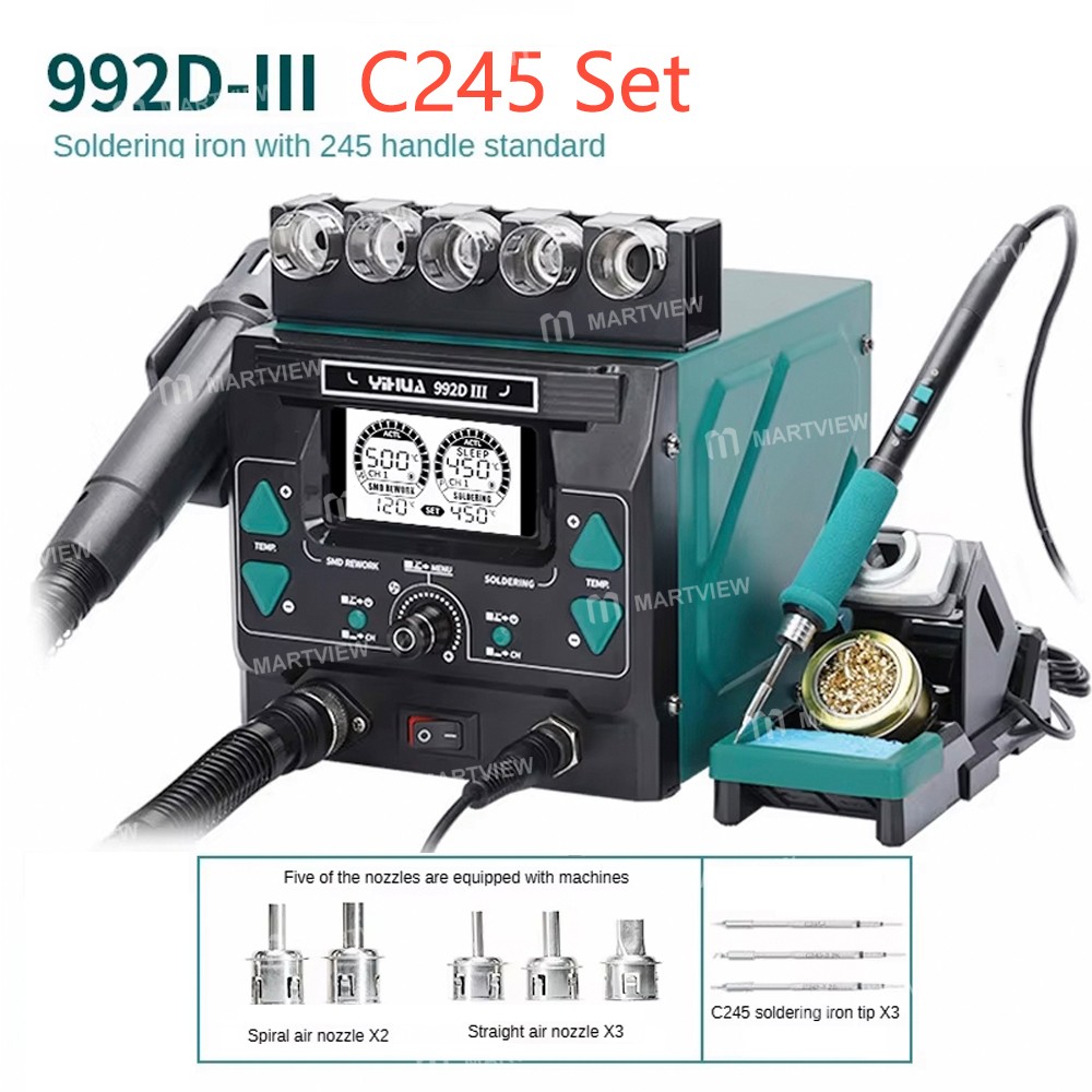 yihua 992d-iii-2-in-1-c210-c245-digital-display-hot-air-gun-soldering-iron-rework-station-2
