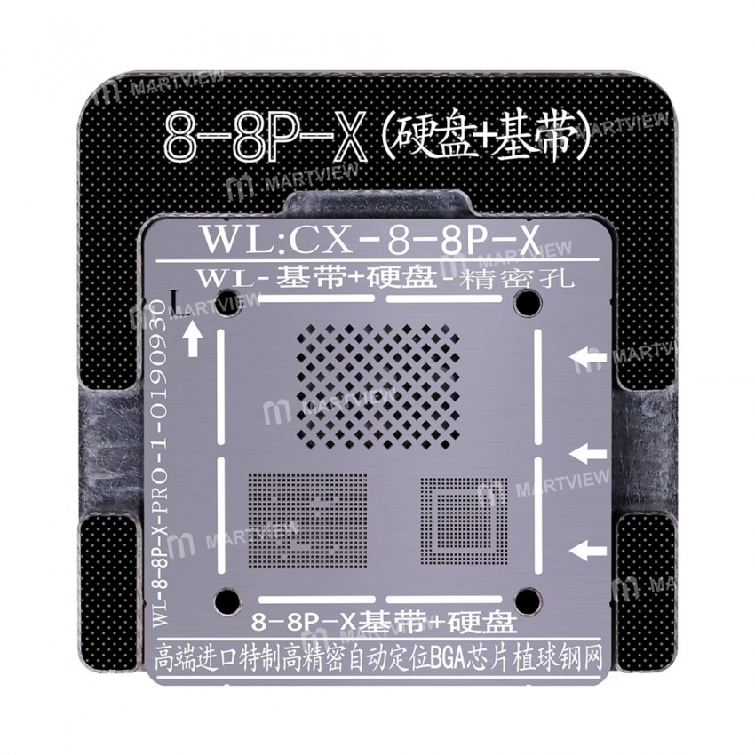 WL High-Quality PCIE Baseband Reballing Stencil Plant Tin Steel Net With Fixed Plate for iPhone X /