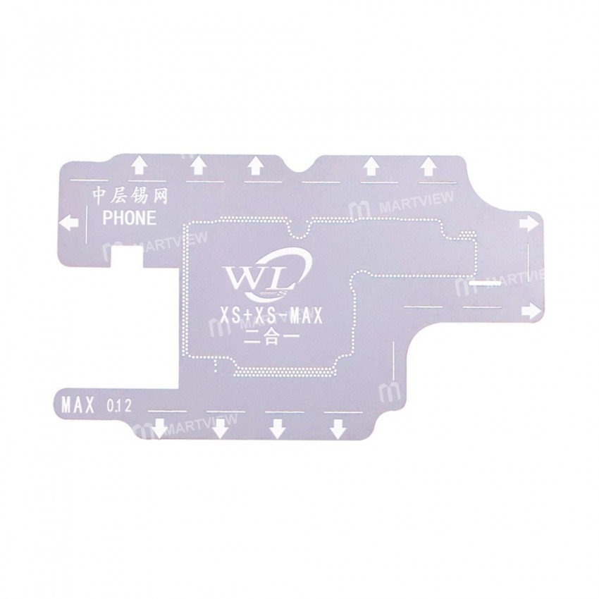 WL 2 in 1 0.12MM PCB Positioning Mold Steel Plate BGA Reballing Stencil for iPhone Xs / Xs Max