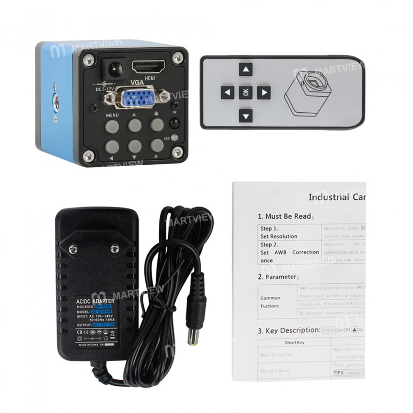 2MP HDMI VGA 30FPS Microscope Camera with Adjusting Bracket 130X C-mounting Lens LED Light