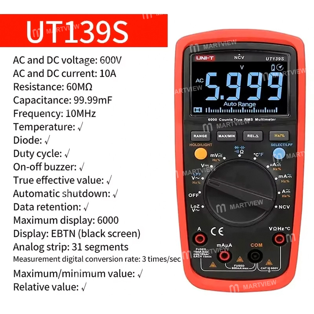uni t-ut139s-professional-true-rms-digital-multimeter-with-loz-low-impedance-input-and-lpf-low-pass-