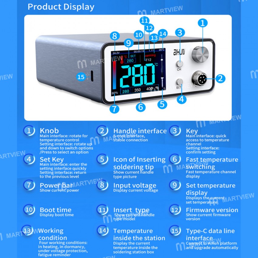 AiXun T3A Intelligent Soldering Station Support T12/T245/936 Series Handle Soldering Iron Tips Elect
