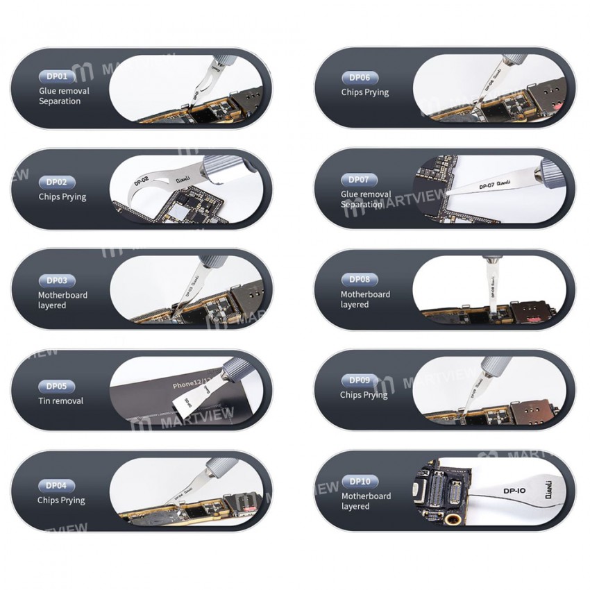 QianLi DP 10-in-1 Handmade Polished Blades for Motherboard Repair and Professional Glue Removing
