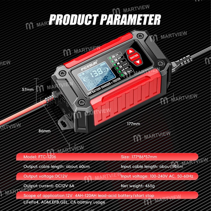 foxsur 12v-6a-2-in-1-intelligent-lead-acid-battery-charger-tester-for-motorcycle-car-4