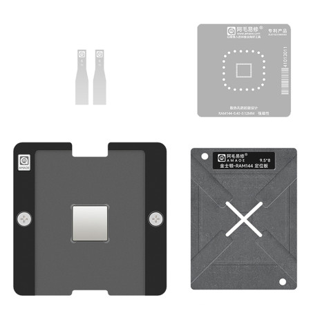 Amaoe 0.12mm Kingston-RAM144 0.4 Spacing Memory Chips BGA Reballing Stencil Tin Plating Platform Set