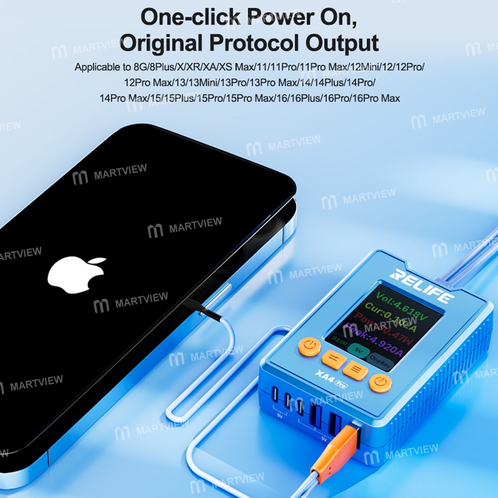 relife xa4-pro-one-touch-hd-display-power-cable-with-usbtype-c-dual-interface-for-iphone-8g-16pm-6