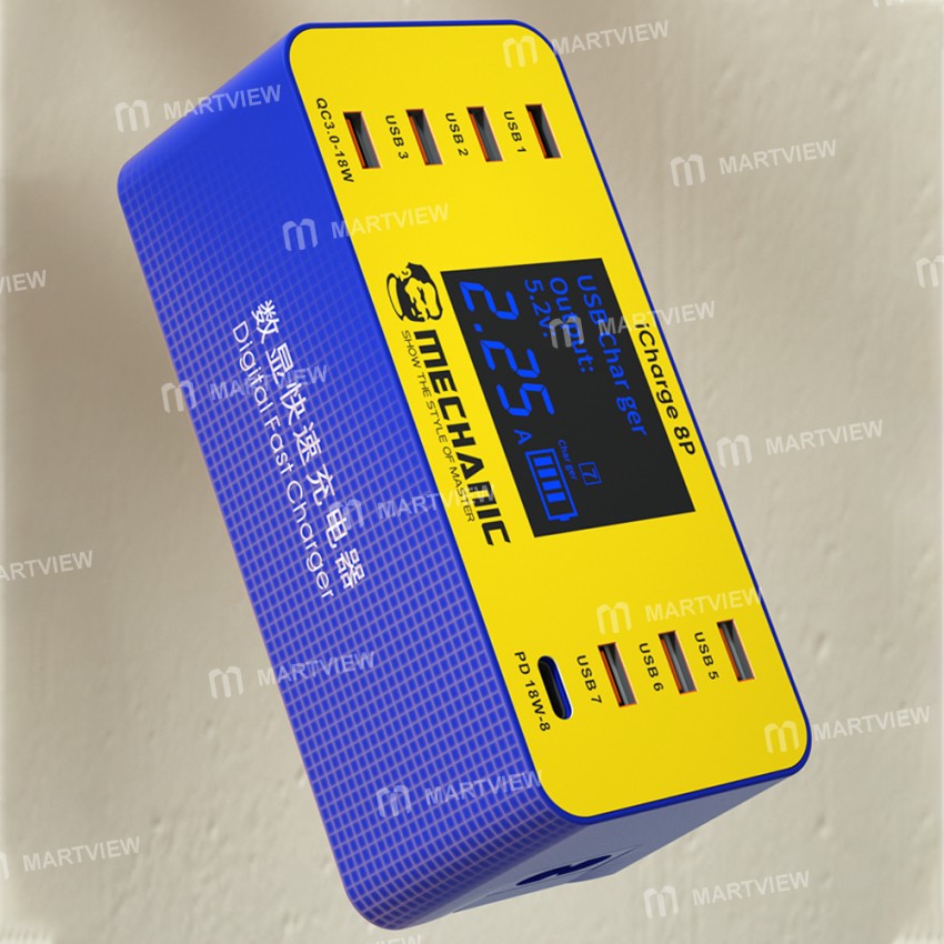 Mechanic iCharge 8P/8S QC 3.0 Multi-port Smart Fast Charger with Digital Display