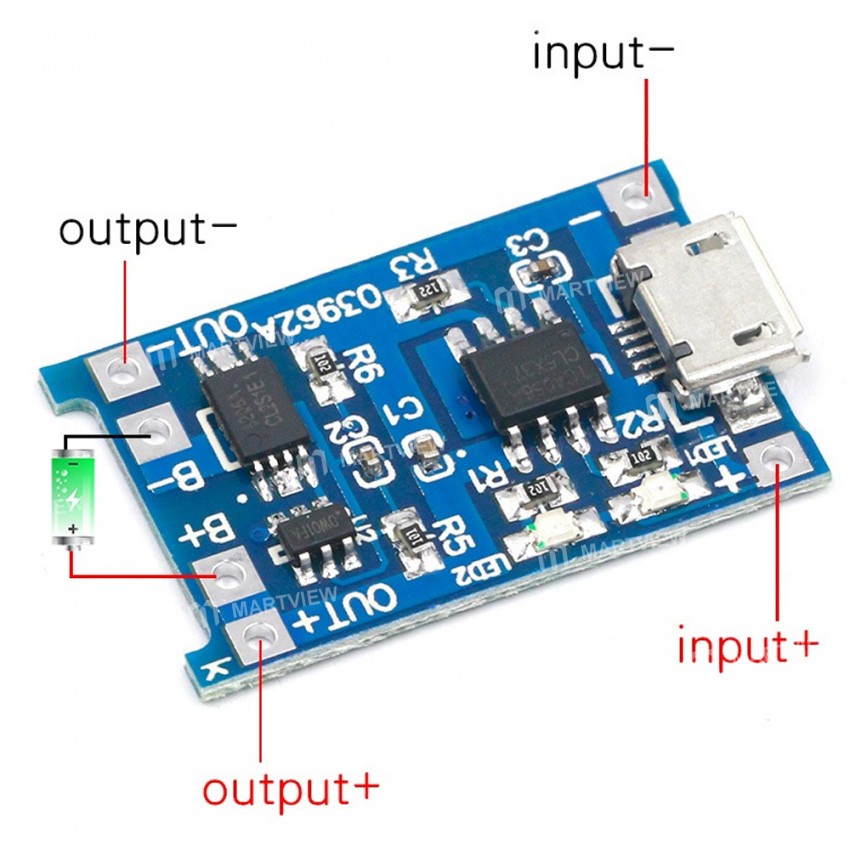 Micro USB 18650 Lithium Battery Charging Module with Protection Dual Function - 2Pcs
