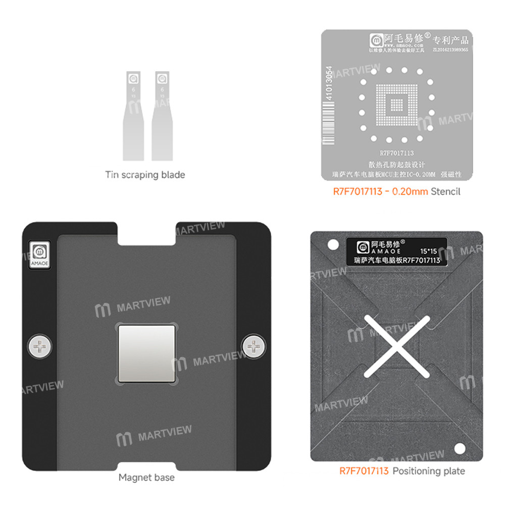 amaoe 020mm-renesas-automotive-computer-boards-r7f7017113-cpu-bga-reballing-stencil-tin-plating-plat
